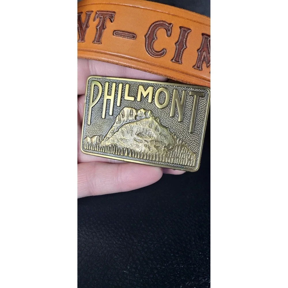 Vintage Boy Scouts BSA‎ Philmont Ranch Tooled Leather Belt & Buckle ~ Size 36